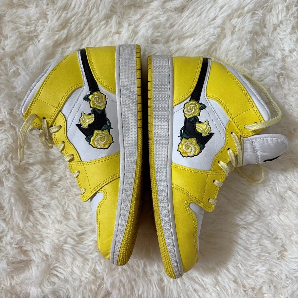 Nike Air Jordan 1 Mid Yellow Flower Rose AV5174-700 Youth 4.5Y Womens 6